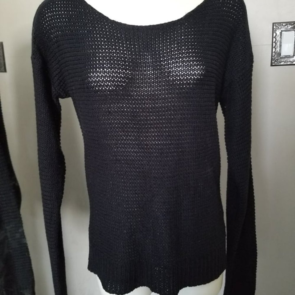 Black Waffle Knit Sweater